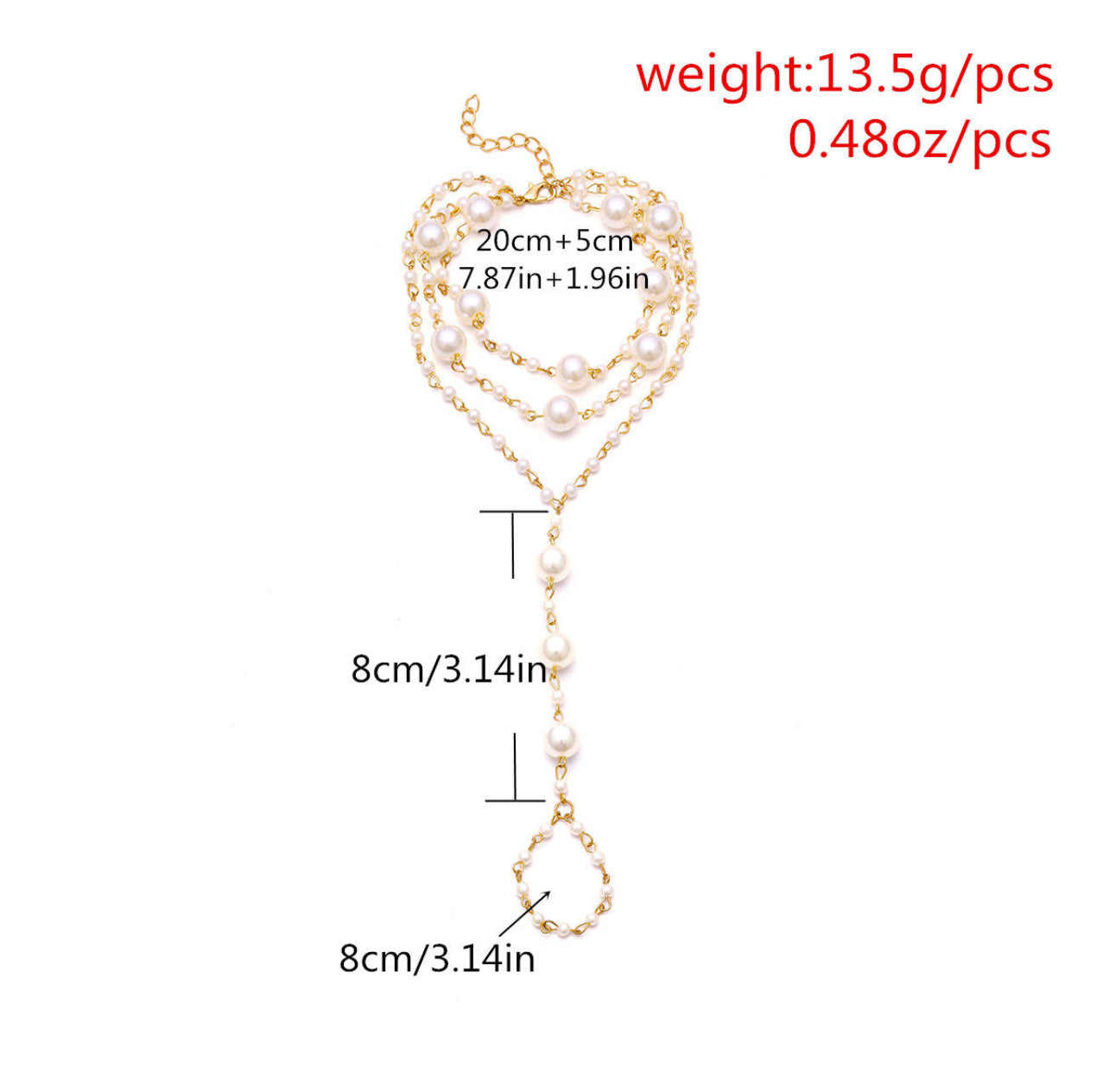 2 Pieces Multi Layered Bridal Faux Pearl Barefoot Sandals Toe Anklet Bracelets