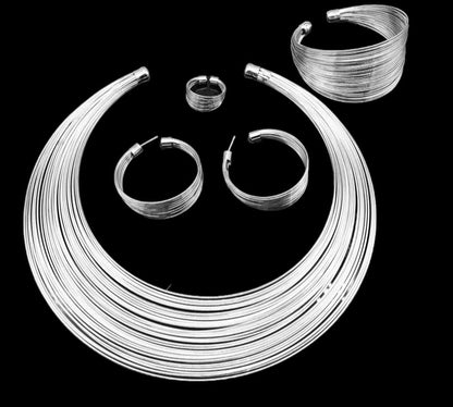Luxury Multilayer Wire Metal Choker Jewellery Set