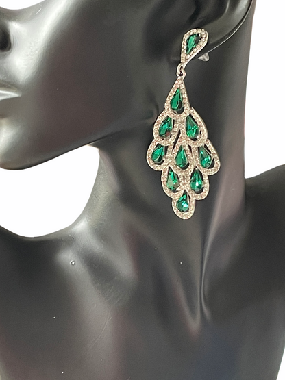 Crystal Diamante Rhinestone Sparkle Water Drop Elegant Statement Earrings
