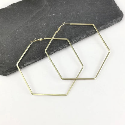 10CM Hexagon Statement Hoop Earrings