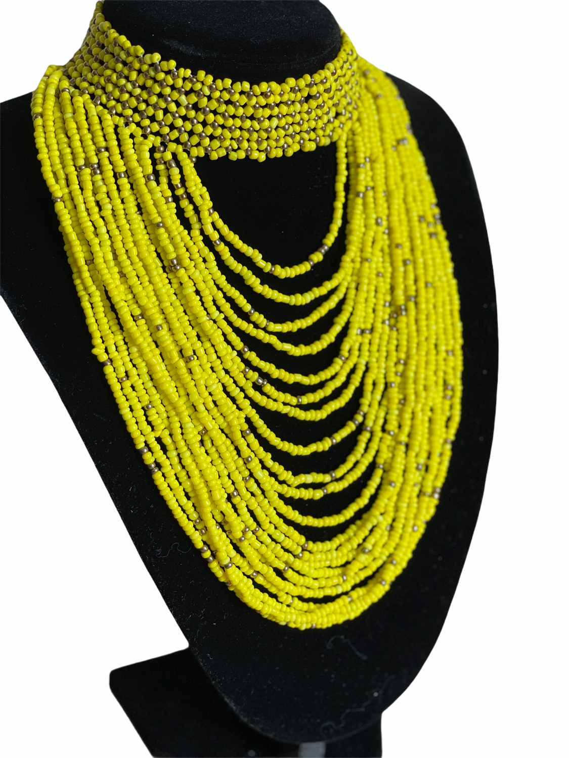 Authentic Yellow Tribal African Ethnic Maasai Choker Necklace