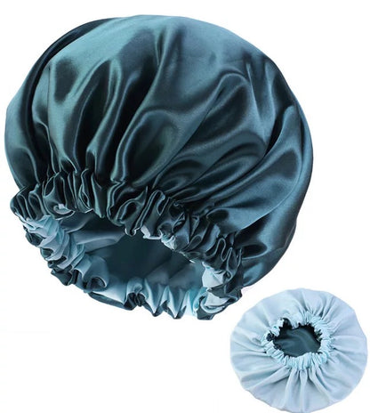 Large Satin Silk Revisable Bonnet Caps With Ruffle Edges