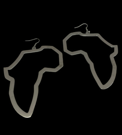 Large Africa Map Shape Dangle Earrings