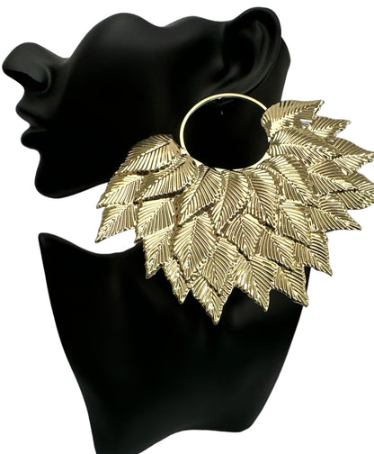 Oversized Leaves designed Stud Dangling Earrings