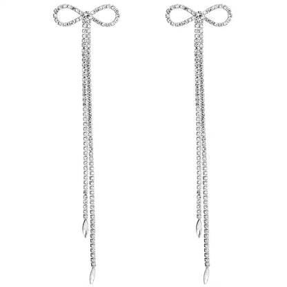 Glamorous Extra Long Statement Crystal Diamante Rhinestone Tassel Earrings