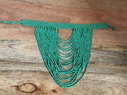 Authentic Green Tribal African Ethnic Maasai Choker Necklace