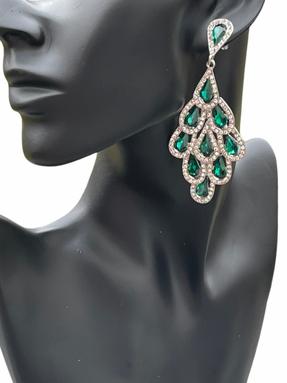 Crystal Diamante Rhinestone Sparkle Water Drop Elegant Statement Earrings