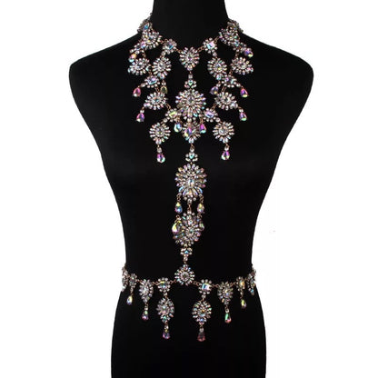 Rhinestone Sparkling Crystal Bling Body Harness Statement Chain Jewellery