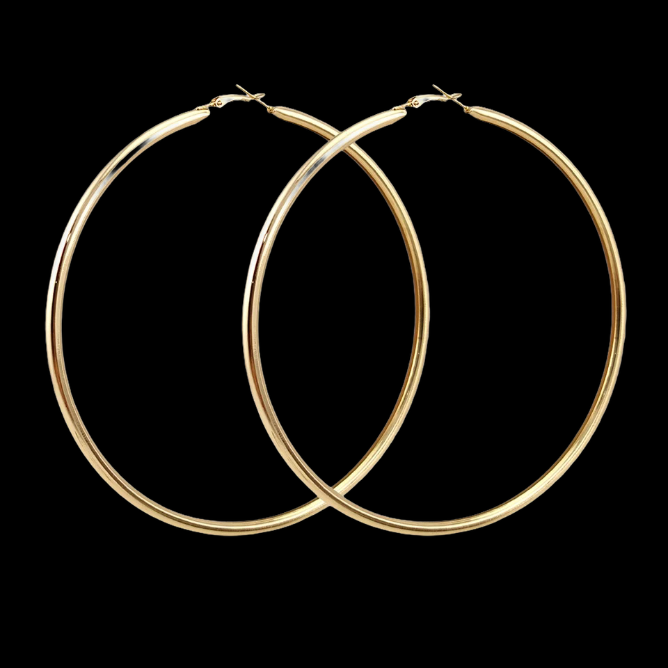 Extra Large 10CM Lightweight Oversized Gold Statement Hoop Earrings