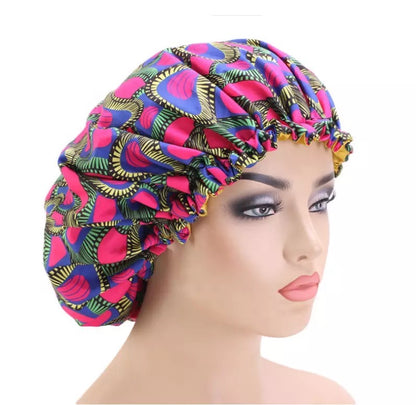 Adjustable Double Layered Revisable Satin Silk Bonnet Caps