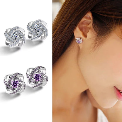 Sterling Silver Rhinestone Stud Earrings