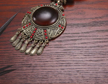 Bohemia Ethnic Tribal Beaded Resin Pendant Necklace