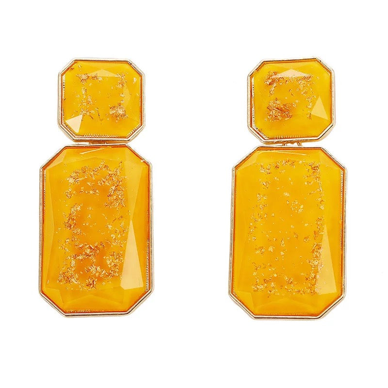 Bohemia Large Double Resin Statement Dangle Stud Earrings
