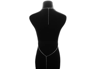 Crystal Rhinestone Double Layered Cross Bra Statement Body Chain Jewelle