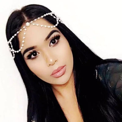 Bridal Multilayered Beaded Faux Pearl Tassels Headpiece Hair Jewellery