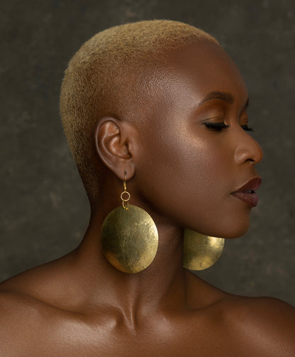 Authentic African Ethnic Tribal Hammered Brass Dangle Earrings