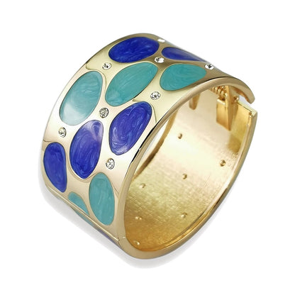 Boho Medium Colourful Spots Metal Rhinestones Statement Bangle Cuff Bracelets