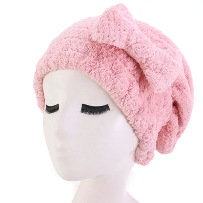Microfiber Hair Drying Bow Towel Caps