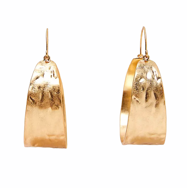Hammered Brass Gold Statement Dangle Earrings