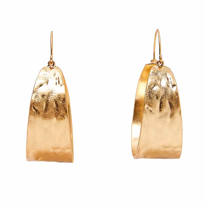 Hammered Brass Statement 18k Gold Plated Dangle Earrings
