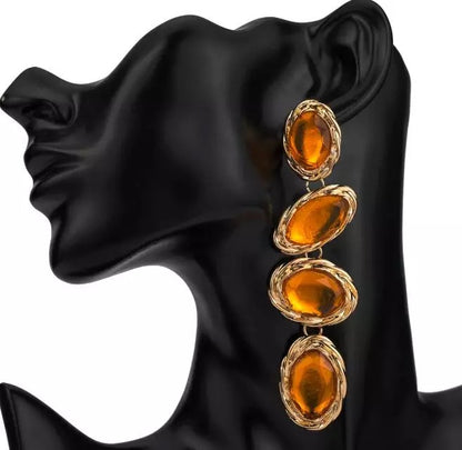 Long Elegant Sparkling Rhinestone Statement Stud Dangle Earrings