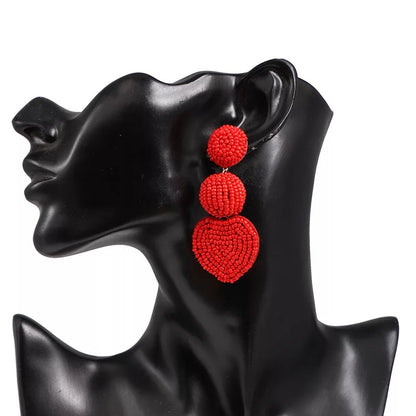 Beautiful Bohemian Tribal Handmade Heart Shaped Beaded Dangle Earrings