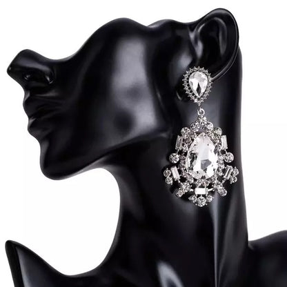 Crystal Diamante Rhinestone Sparkle Teardrop Elegant Statement Earrings