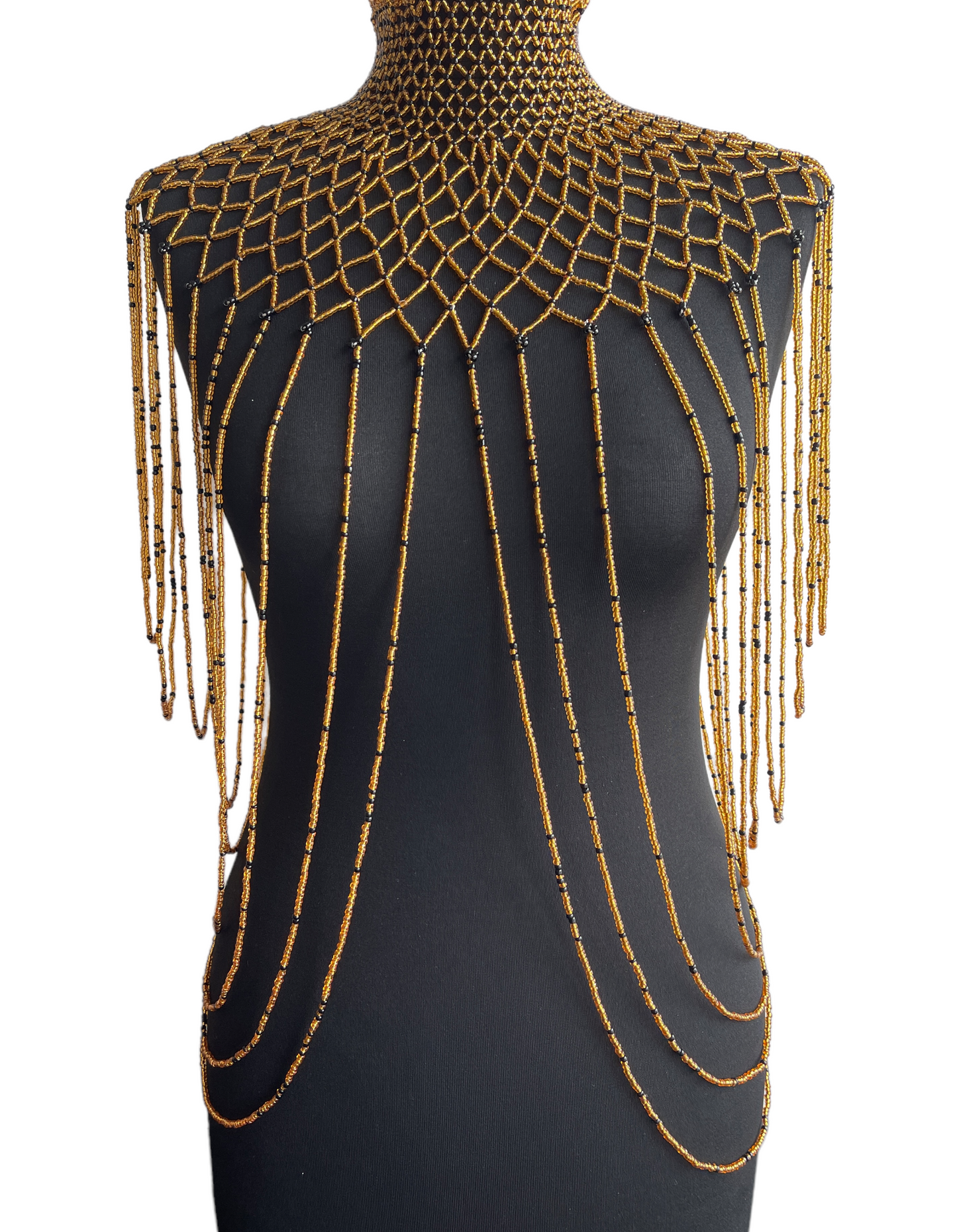 Gold Authentic Maasai Zulu Ethnic Beaded Collar Shoulder Body Jewellery