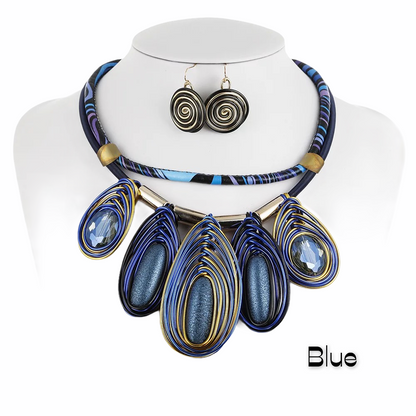 Braided Aluminium Resin Statement Necklace and Earrings Sets