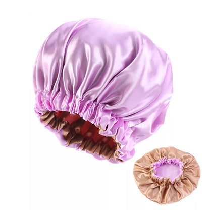 Large Satin Silk Revisable Bonnet Caps With Ruffle Edges