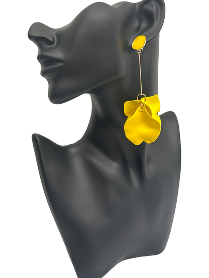 Lightweight Acrylic Flower Petals Wire Dangle Drop Earrings