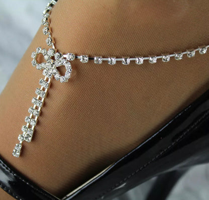1 Piece Crystal Rhinestone Barefoot Sandals Beach Jewellery Toe Anklet B