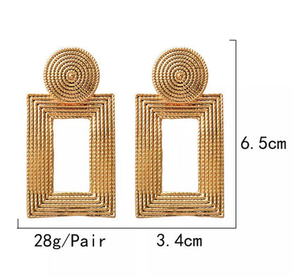 Elegant Rectangle Statement Dangle Stud Earrings