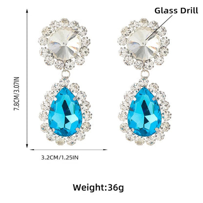 Large Elegant Crystal Diamante Rhinestone Sparkle Teardrop Statement Earrings