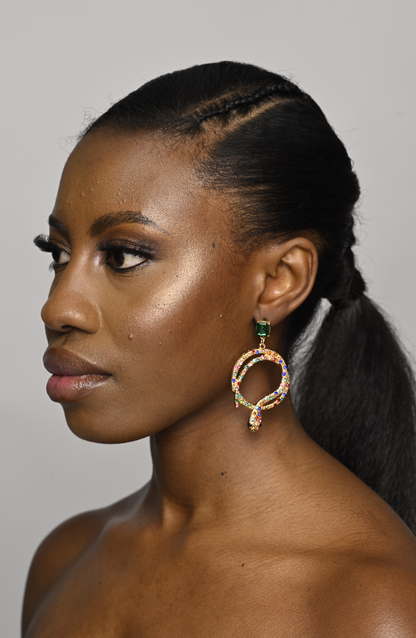 Elegant Snake Statement Diamante Rhinestone Stud Earrings