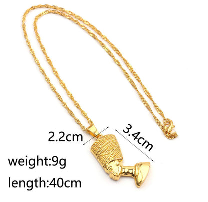 Ancient Egyptian Queen Nefertiti Head Shaped Pendant Necklace