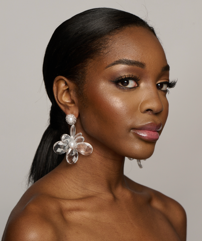 Elegant Flower Design Acrylic Dangle Statement Earrings