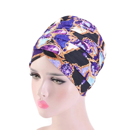 Pre Tied Long Stretch Printed Ankara Fabric Turban Head Wraps