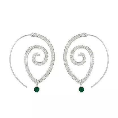 Rhinestone Lightweight Ethnic Spiral Earrings