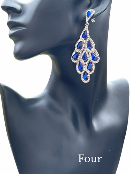 Crystal Diamante Rhinestone Sparkle Water Drop Elegant Statement Earrings