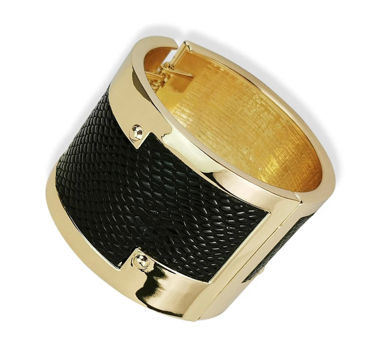 Boho Medium Faux Leather Metal Statement Bangle Cuff Bracelets