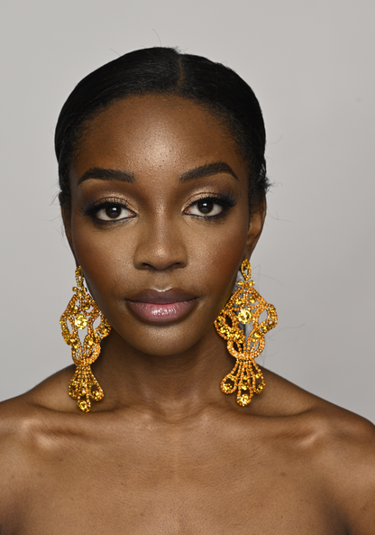 Glamorous Long Teardrop Crystal Diamante Rhinestone Tassel Stud Earrings