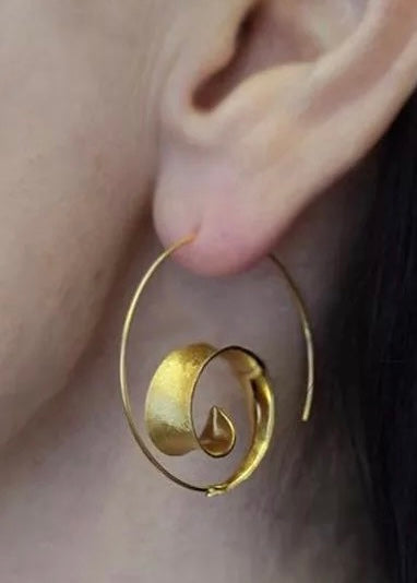 Spiral Ethnic Tribal Boho Statement Dangle Earrings