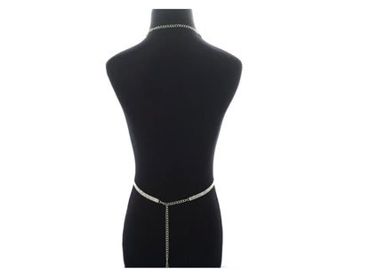 Crystal Rhinestone Body Harness Statement Choker Body Chain Jewellery