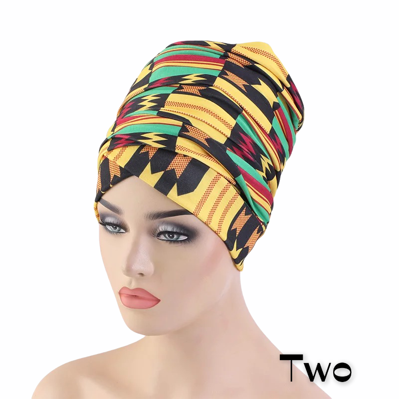 Long Stretch Printed Ankara Fabric Turban Head Wraps