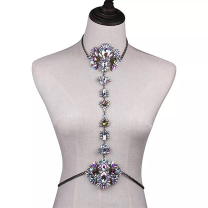 Crystal Rhinestone Sparkling Bling Body Harness Statement Chain Jewellery