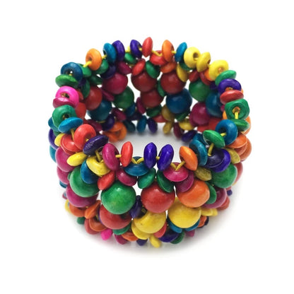 Multicolour Coconut Beaded Shells Bangle Bracelet