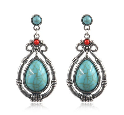 Bohemian Vintage Style Resin Teardrop Retro Dangle Earrings