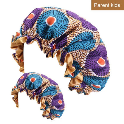 Mummy And Child Matching Revisable Large Ankara Bonnet With Ruffle Edges Sets