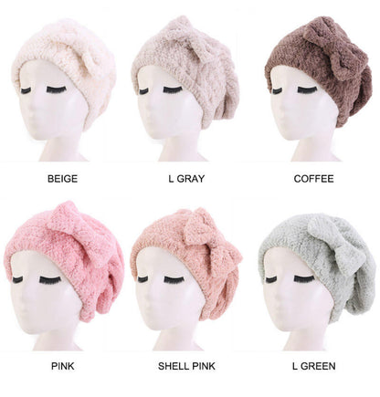 Microfiber Hair Drying Bow Towel Caps